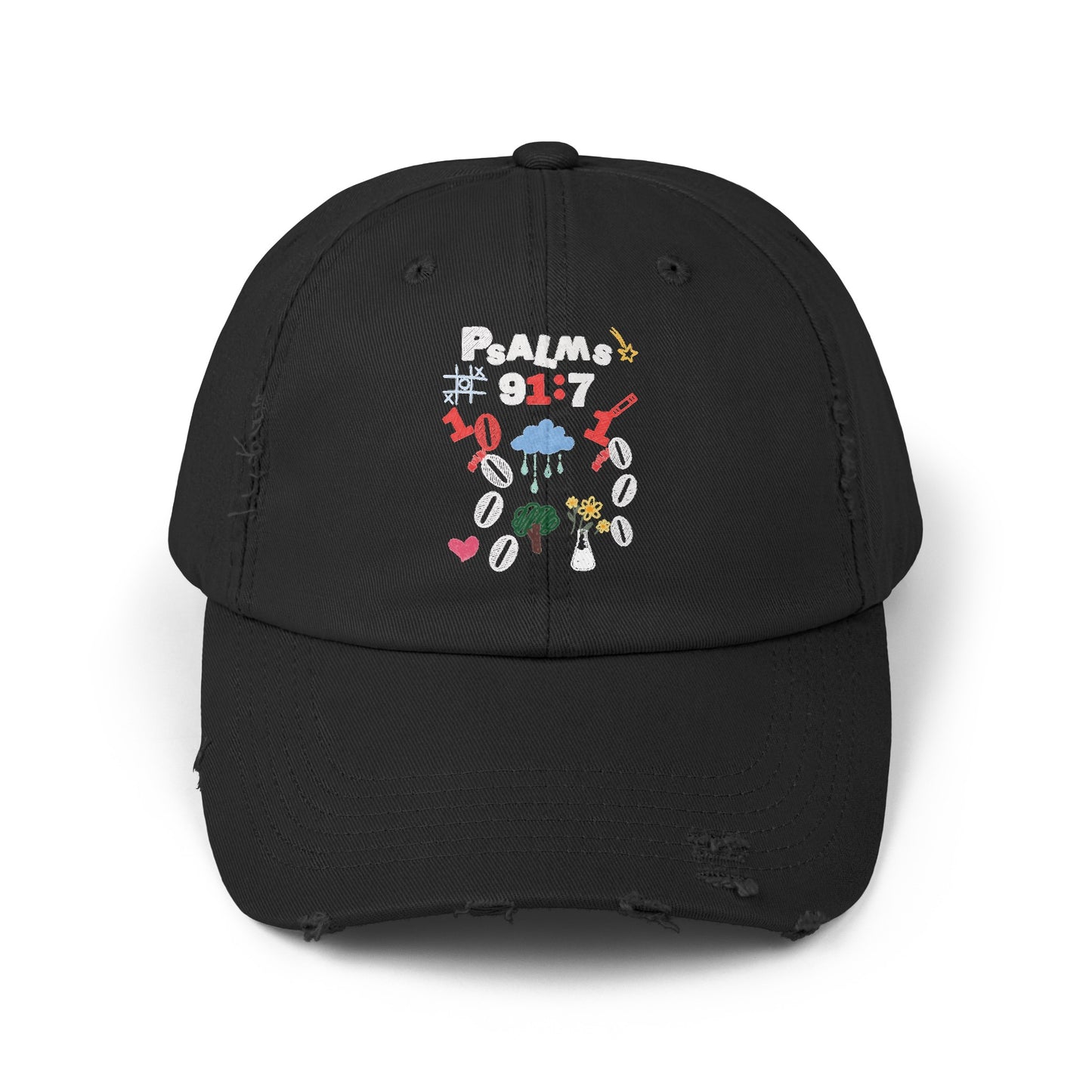 Psalms 91:7 Unisex Distressed Cap by Ian&Ethans Faith based apparel