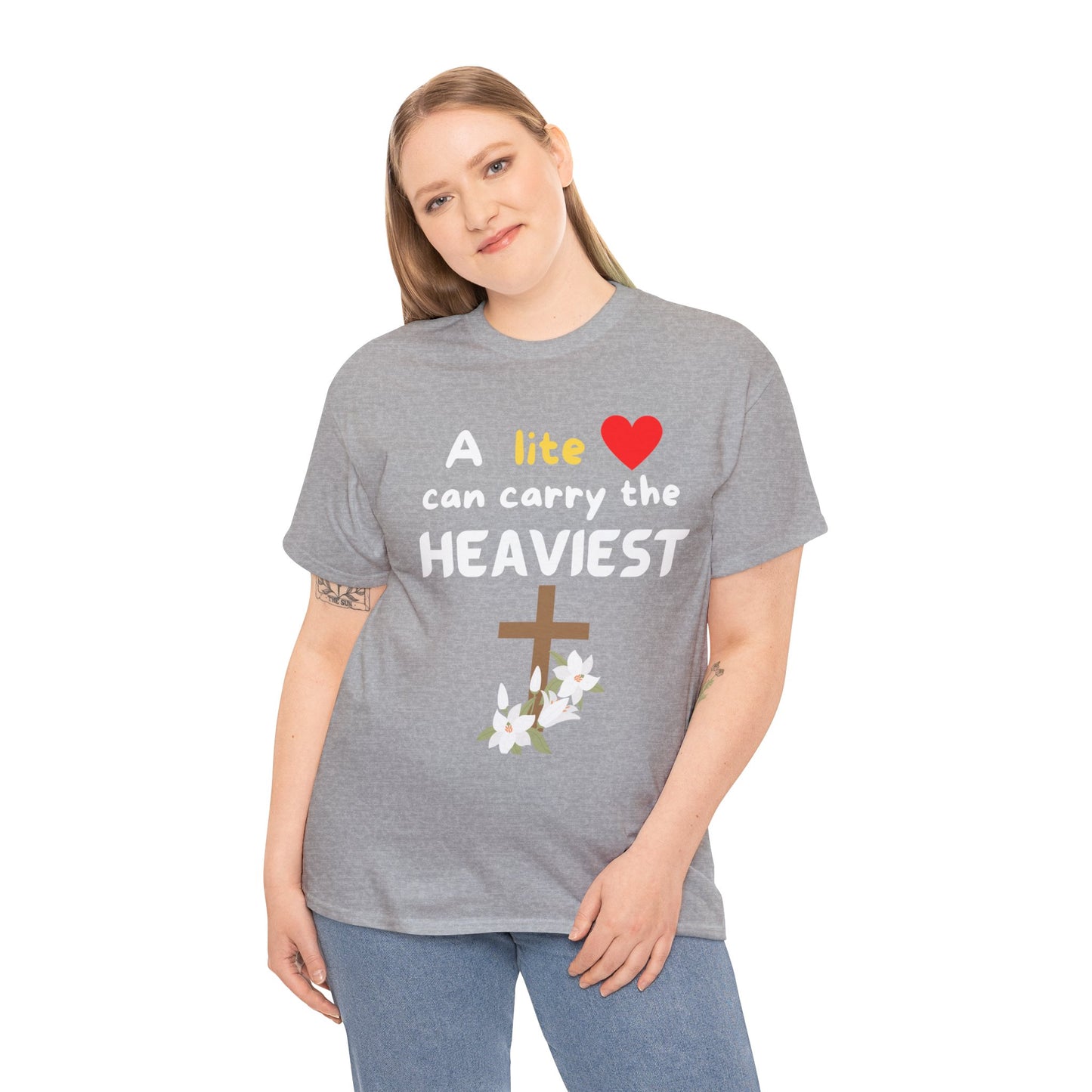 Lite Hearted Unisex Heavy Cotton Tee God is Love, Christ is King, Blood of Jesus