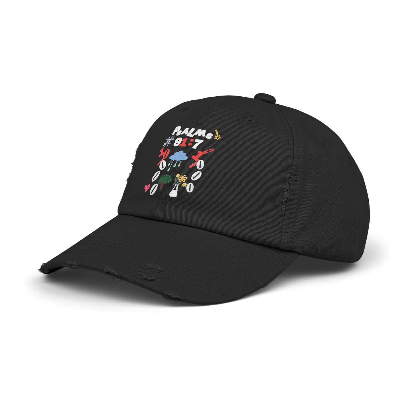 Psalms 91:7 Unisex Distressed Cap by Ian&Ethans Faith based apparel