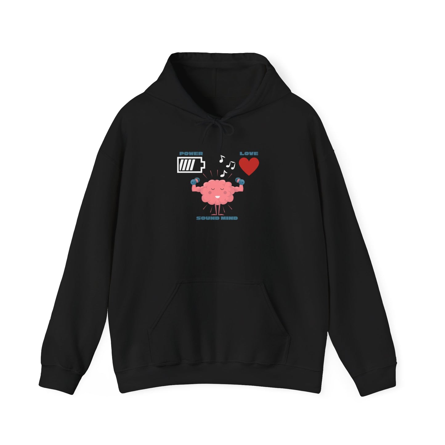 Power, Love, Sound Mind Faith based clothing, Unisex Heavy Blend™ Hooded Sweatshirt Christian Apparel, Christ is King, Blood of Jesus.
