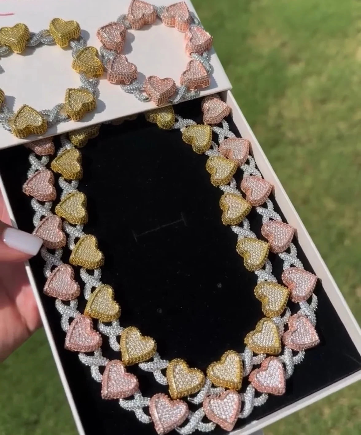 Bling Gold Rose Gold Two Tone Plated Fashion Women Jewelry Set 5A