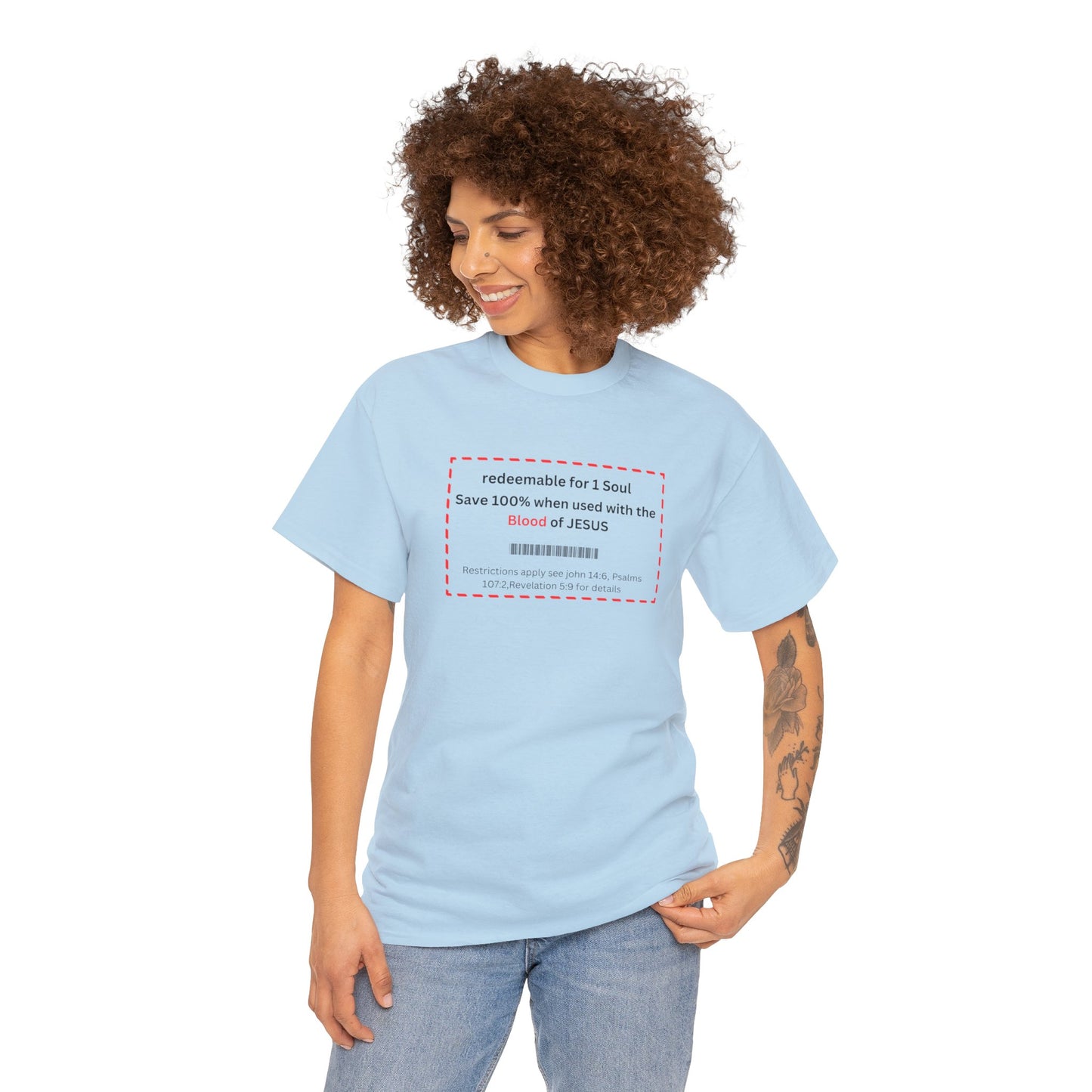Redemption coupon Unisex Heavy Cotton Tee  Christian clothing, Faith based apparel, Religious gift, Christmas gift, Inspirational scripture