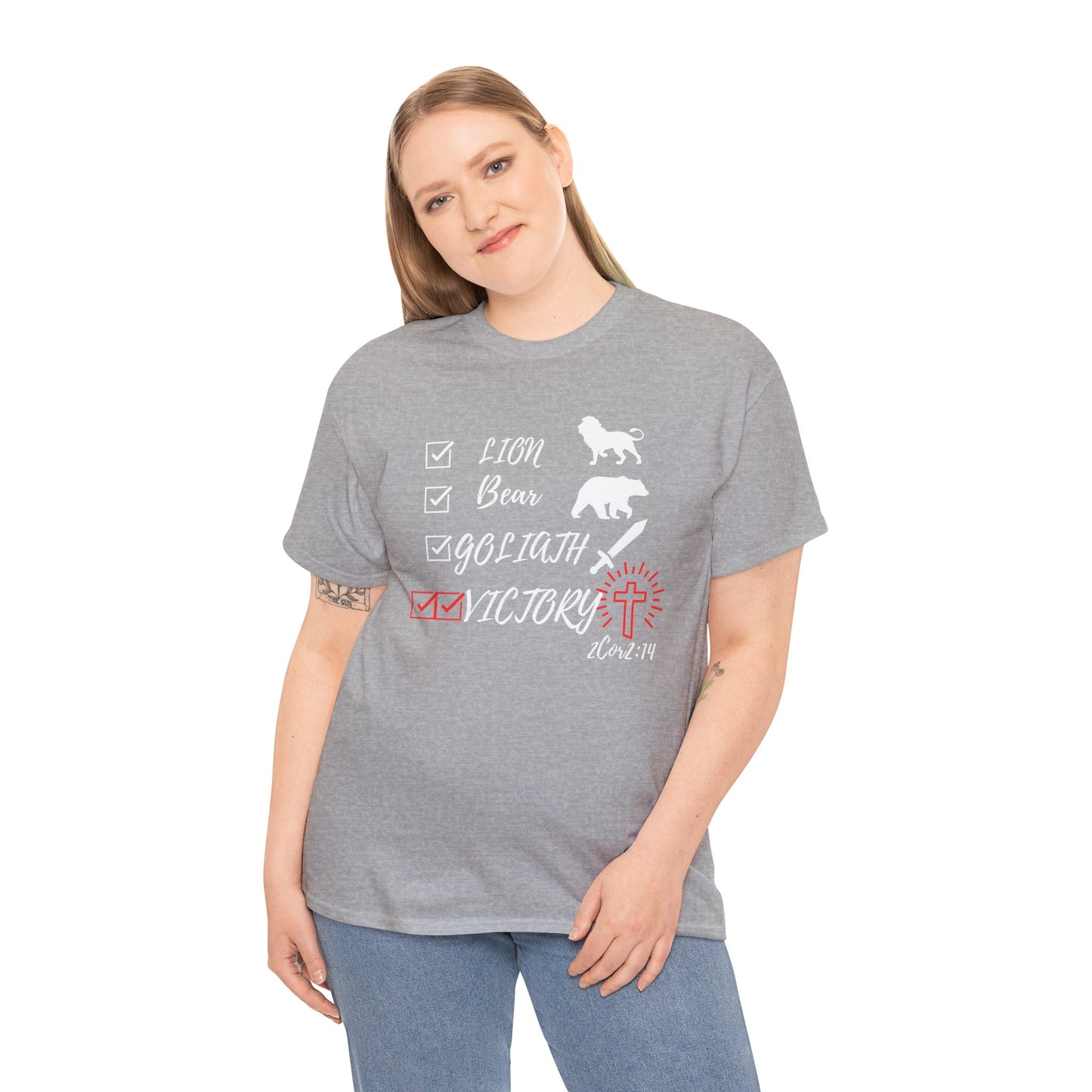 Victory in Christ Unisex Heavy Cotton Tee  Christian clothing, Christmas gift, Perfect gift, Religious gift, Inspirational scripture, Graphic t-shirt,