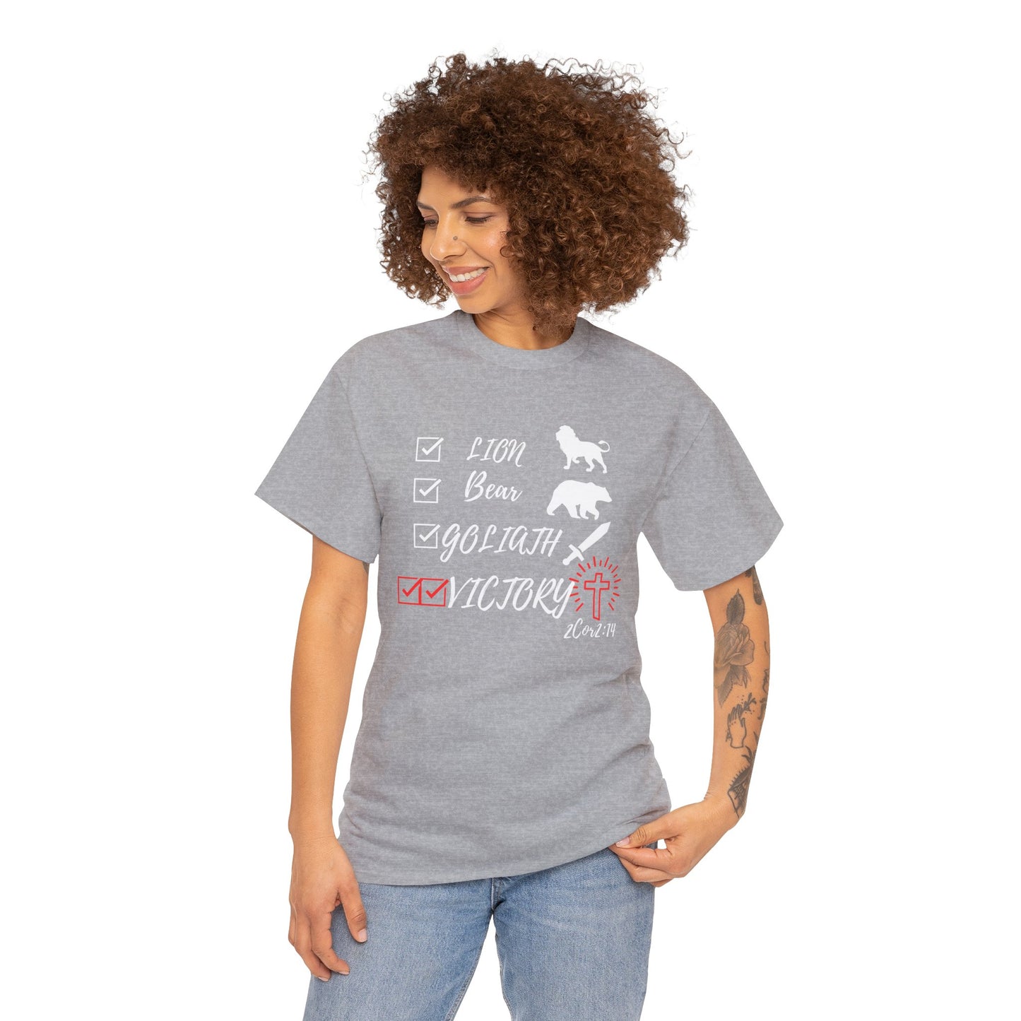 Victory in Christ Unisex Heavy Cotton Tee  Christian clothing, Christmas gift, Perfect gift, Religious gift, Inspirational scripture, Graphic t-shirt,