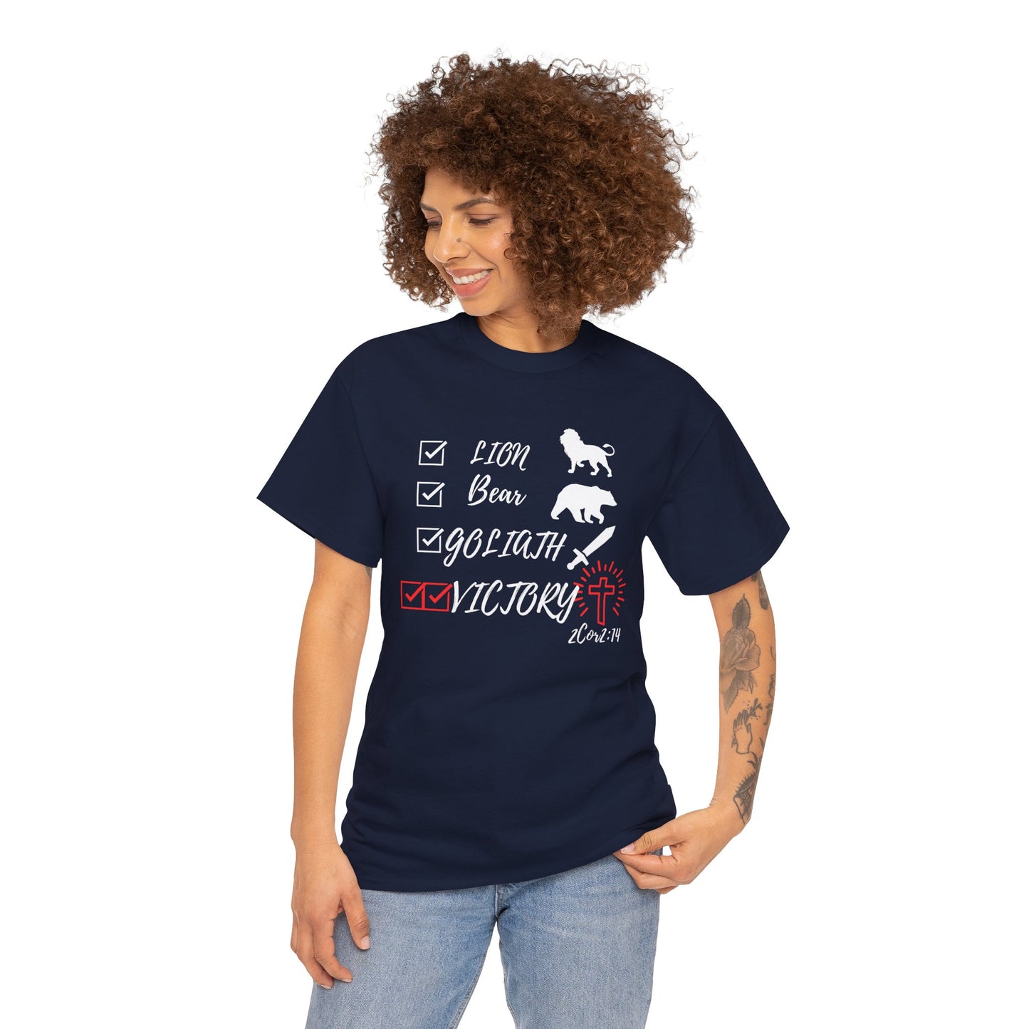 Victory in Christ Unisex Heavy Cotton Tee  Christian clothing, Christmas gift, Perfect gift, Religious gift, Inspirational scripture, Graphic t-shirt,