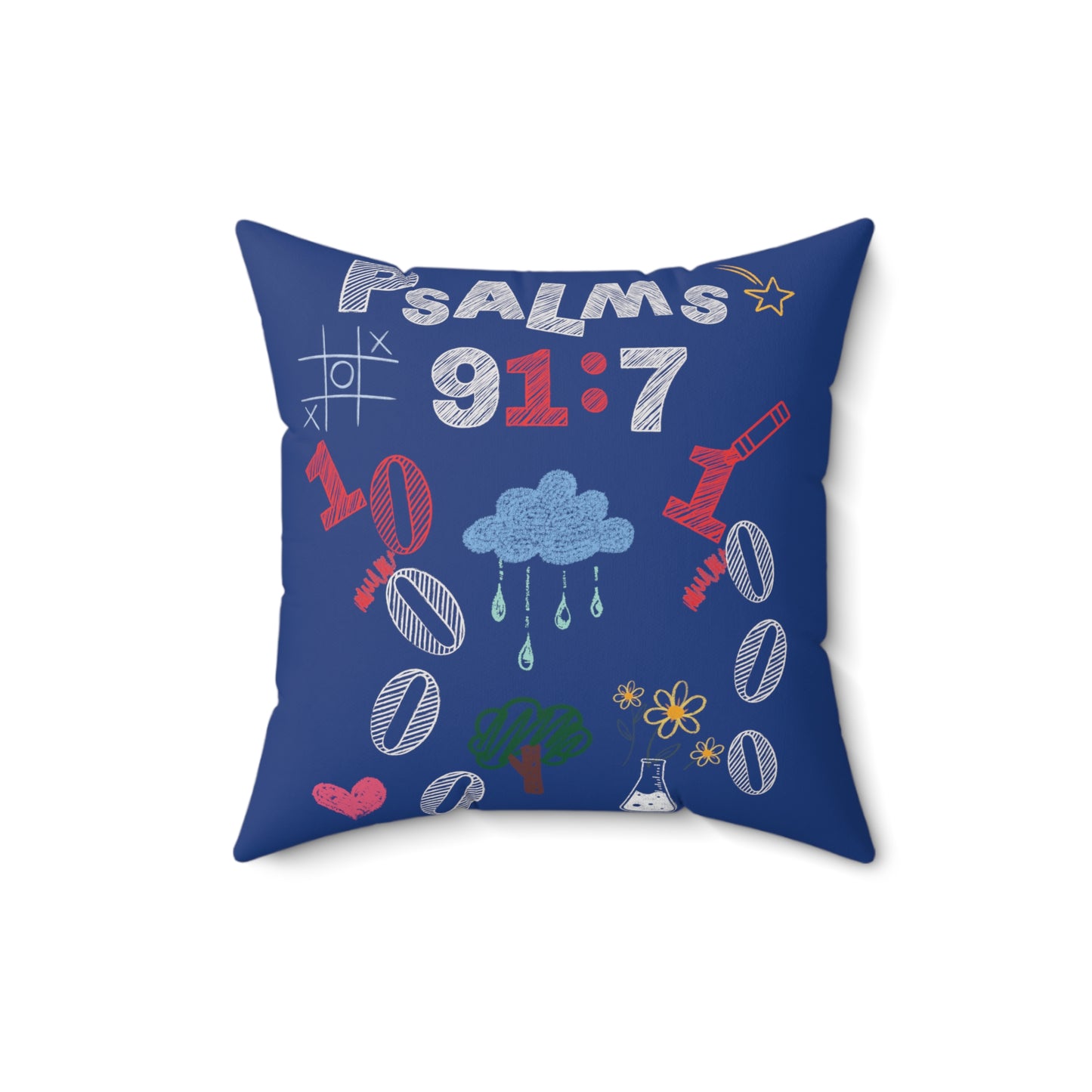Psalms 91:7 Spun Polyester Square Pillow Christian home decor , Christ is King, God is love, Blood of Jesus, Sweet Psalmist