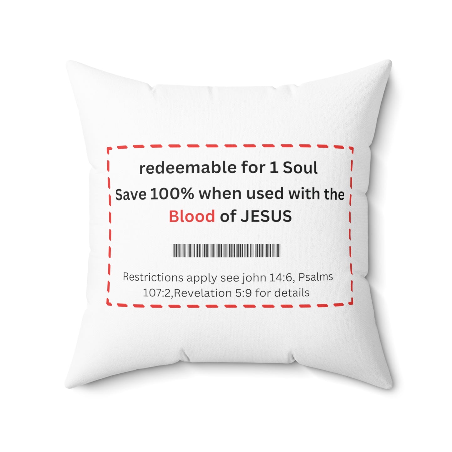 Redemption Spun Polyester Square Pillow Christian home decor , Blood of Jesus, Christ is King, God is Love