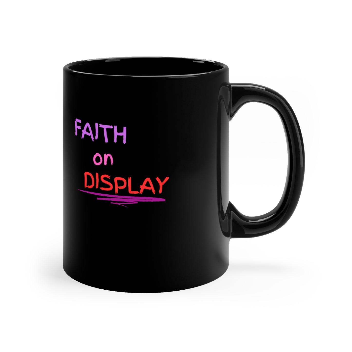 faith on Display Logo 11oz Black Mug, Kitchen and home, Seasonal picks