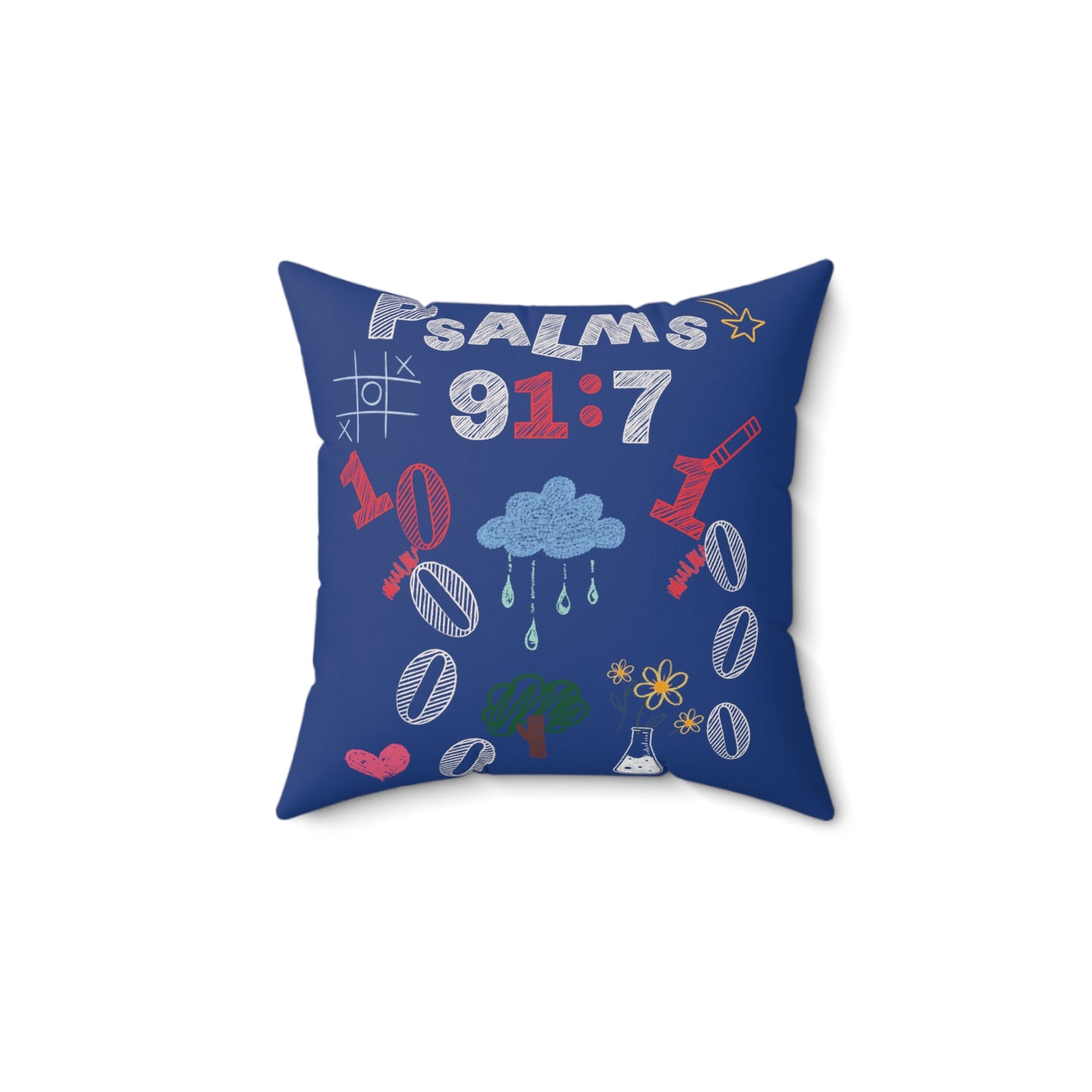Psalms 91:7 Spun Polyester Square Pillow Christian home decor , Christ is King, God is love, Blood of Jesus, Sweet Psalmist