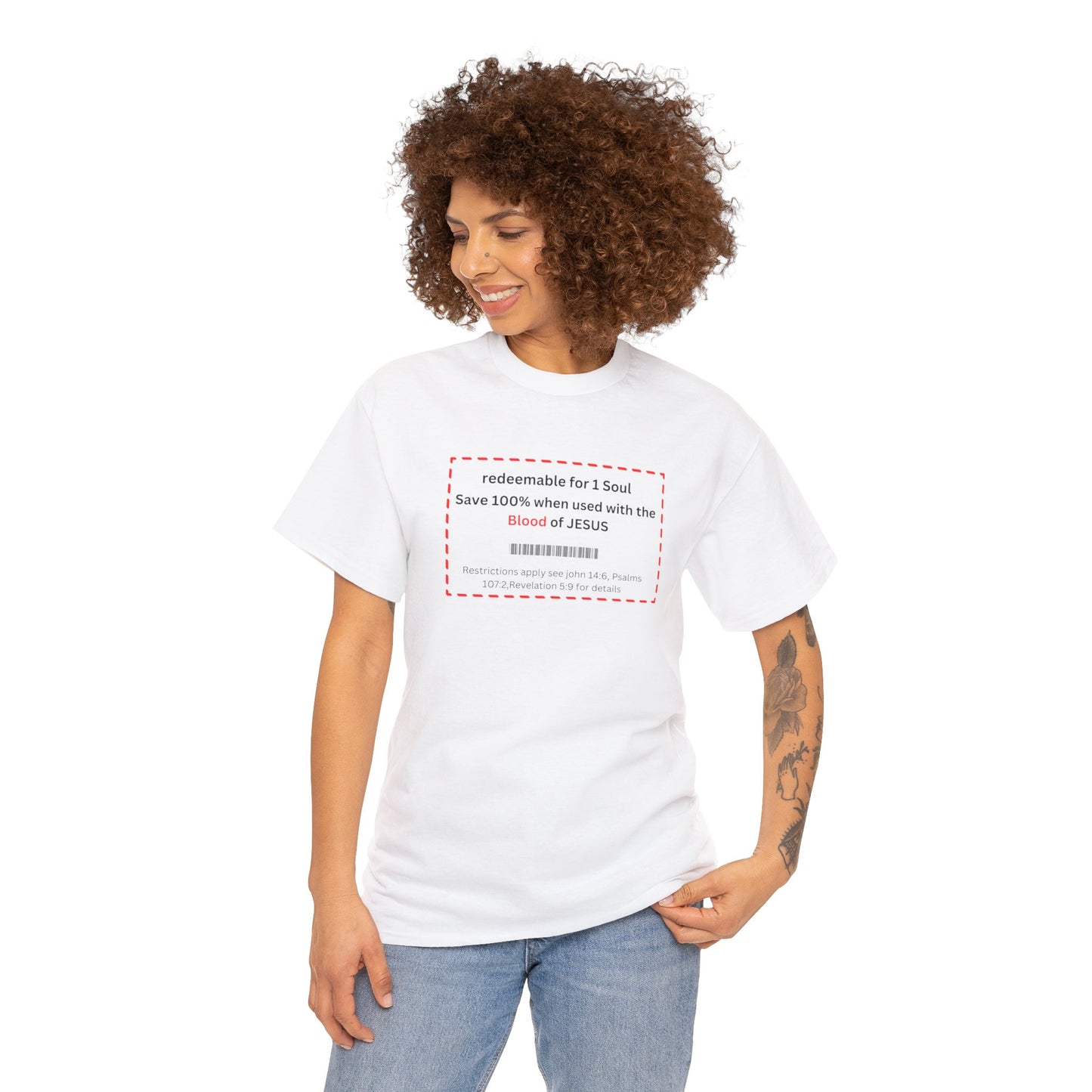 Redemption coupon Unisex Heavy Cotton Tee  Christian clothing, Faith based apparel, Religious gift, Christmas gift, Inspirational scripture