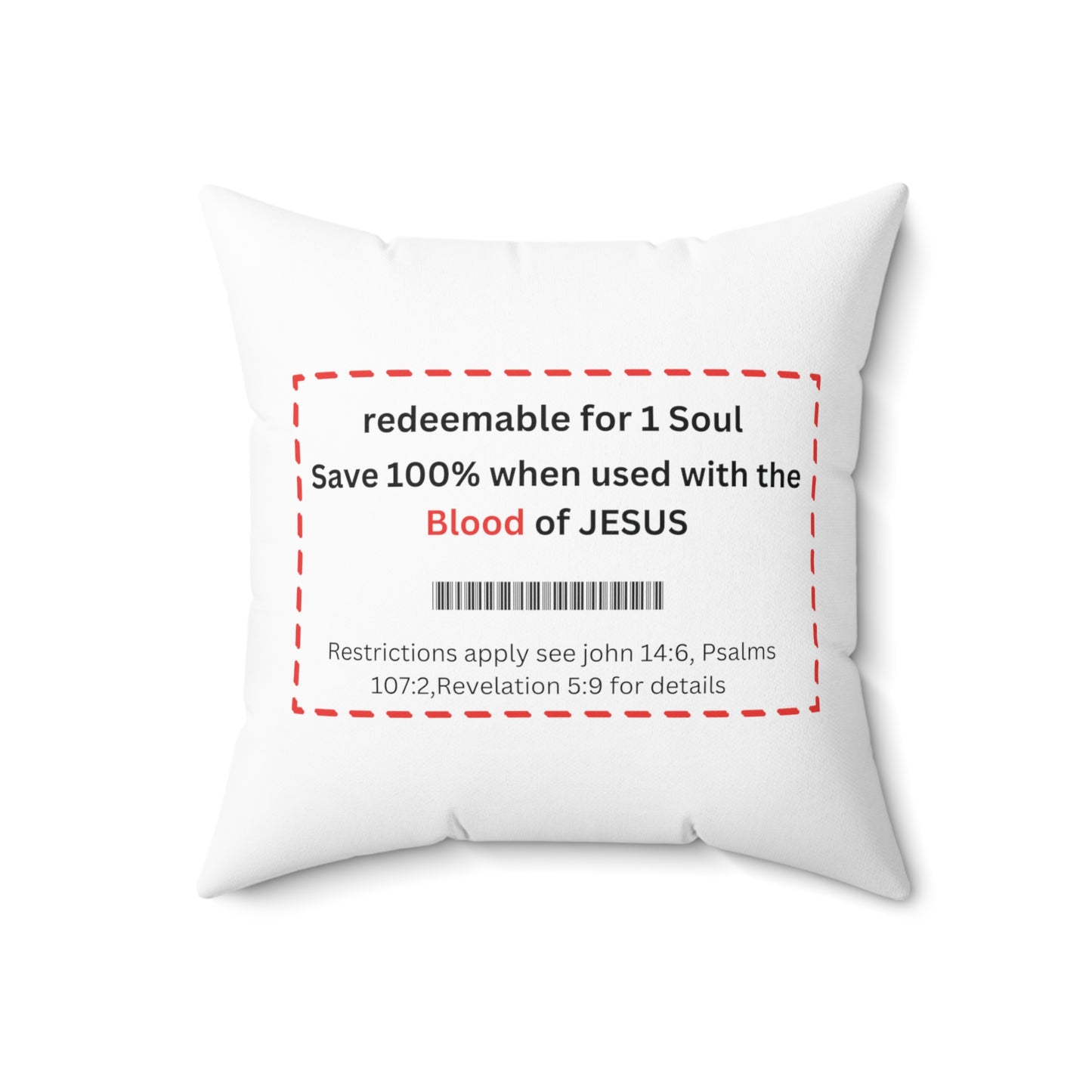 Redemption Spun Polyester Square Pillow Christian home decor , Blood of Jesus, Christ is King, God is Love