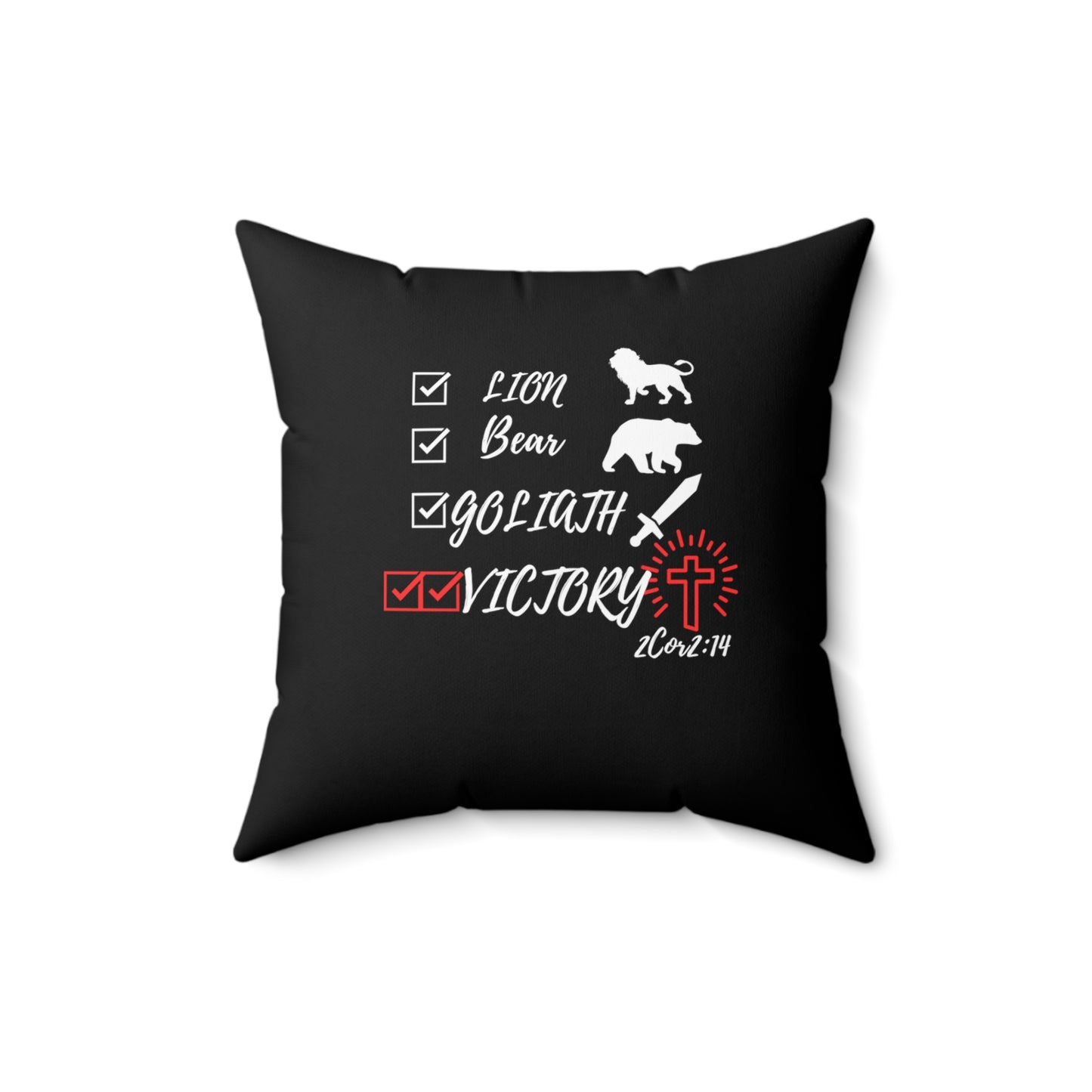 Victory in Christ  Spun Polyester Square Pillow Christian Accessories God is Love, Christ is King, Blood of Jesus,