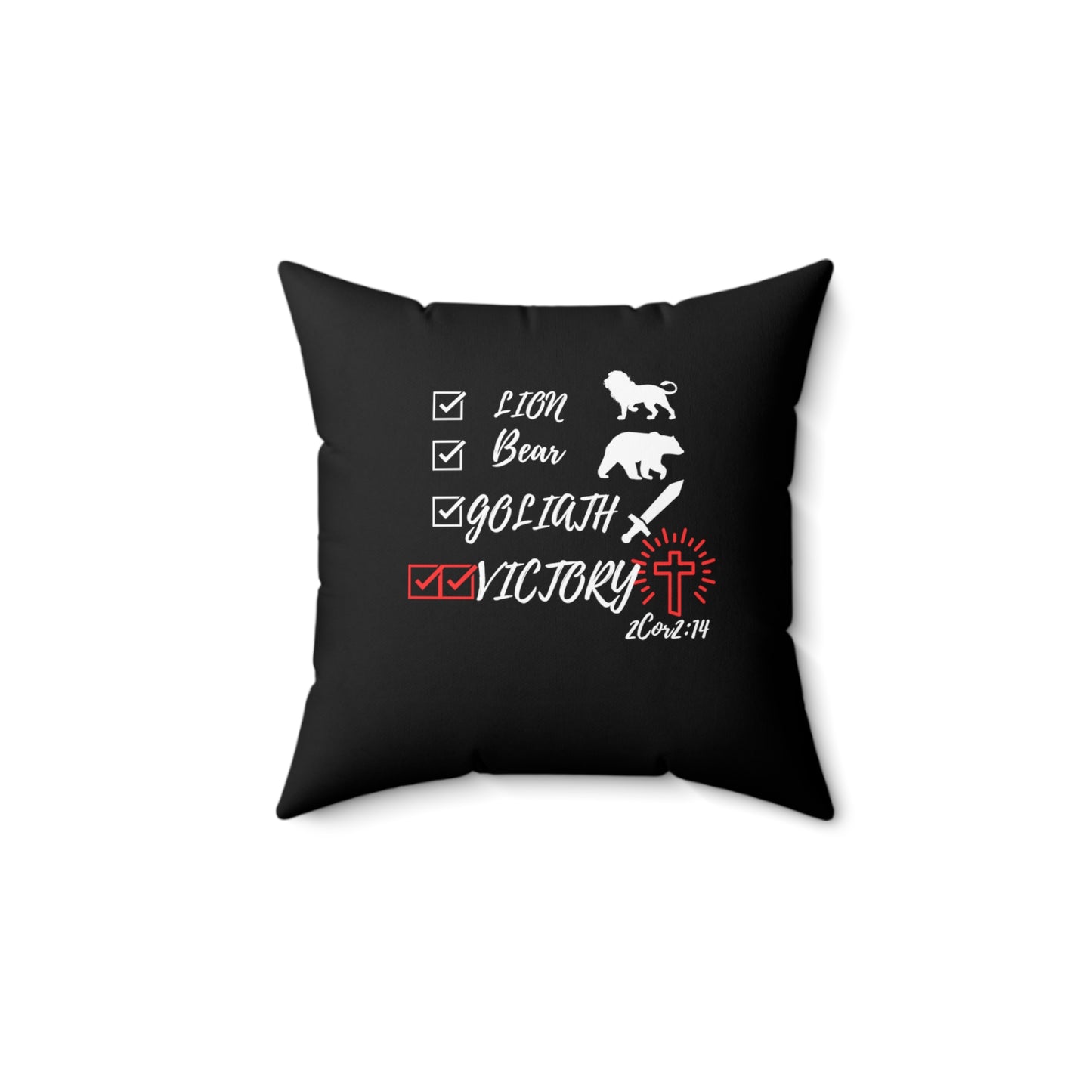 Victory in Christ  Spun Polyester Square Pillow Christian Accessories God is Love, Christ is King, Blood of Jesus,