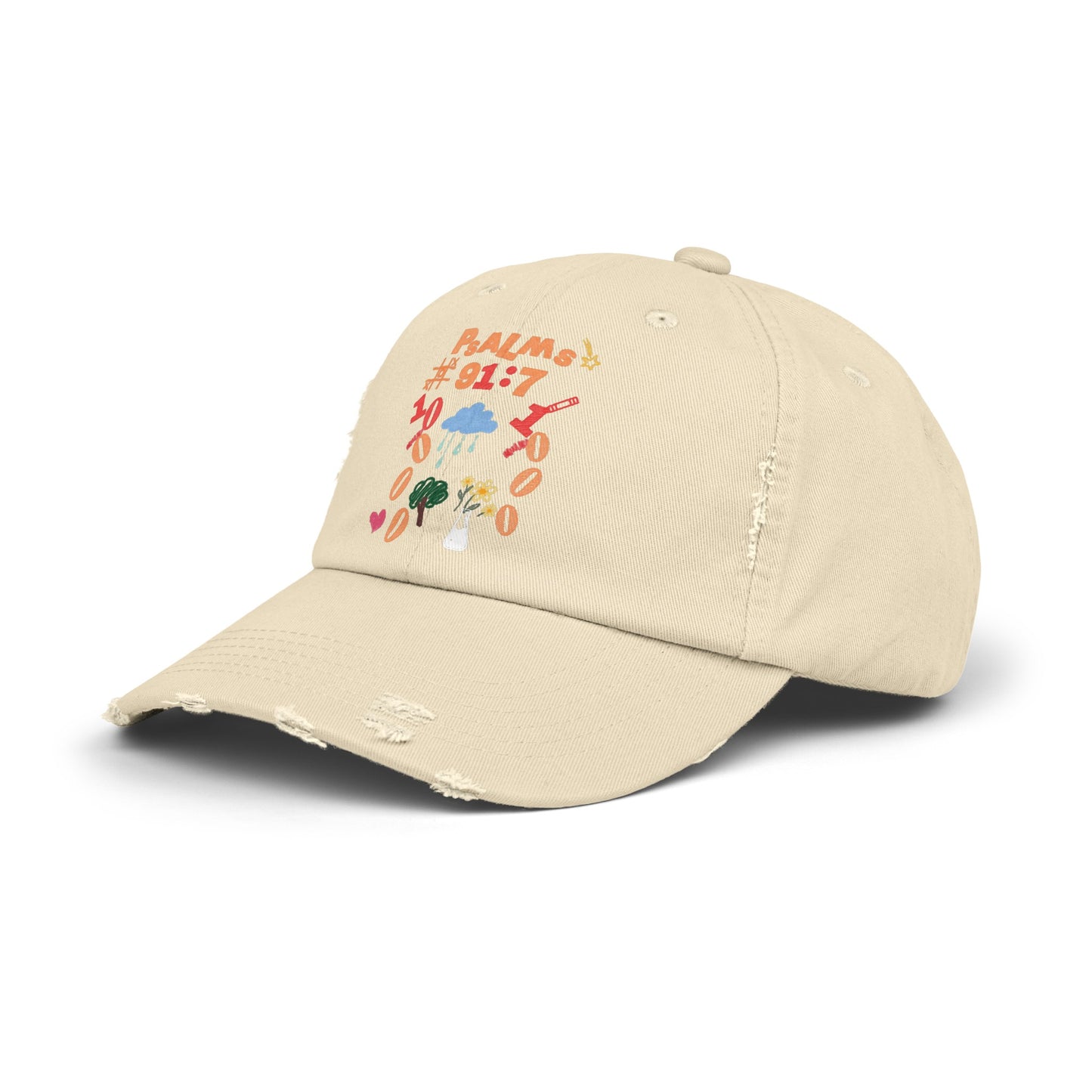 Psalms 91:7 Unisex Distressed Cap by Ian&Ethans Faith based apparel