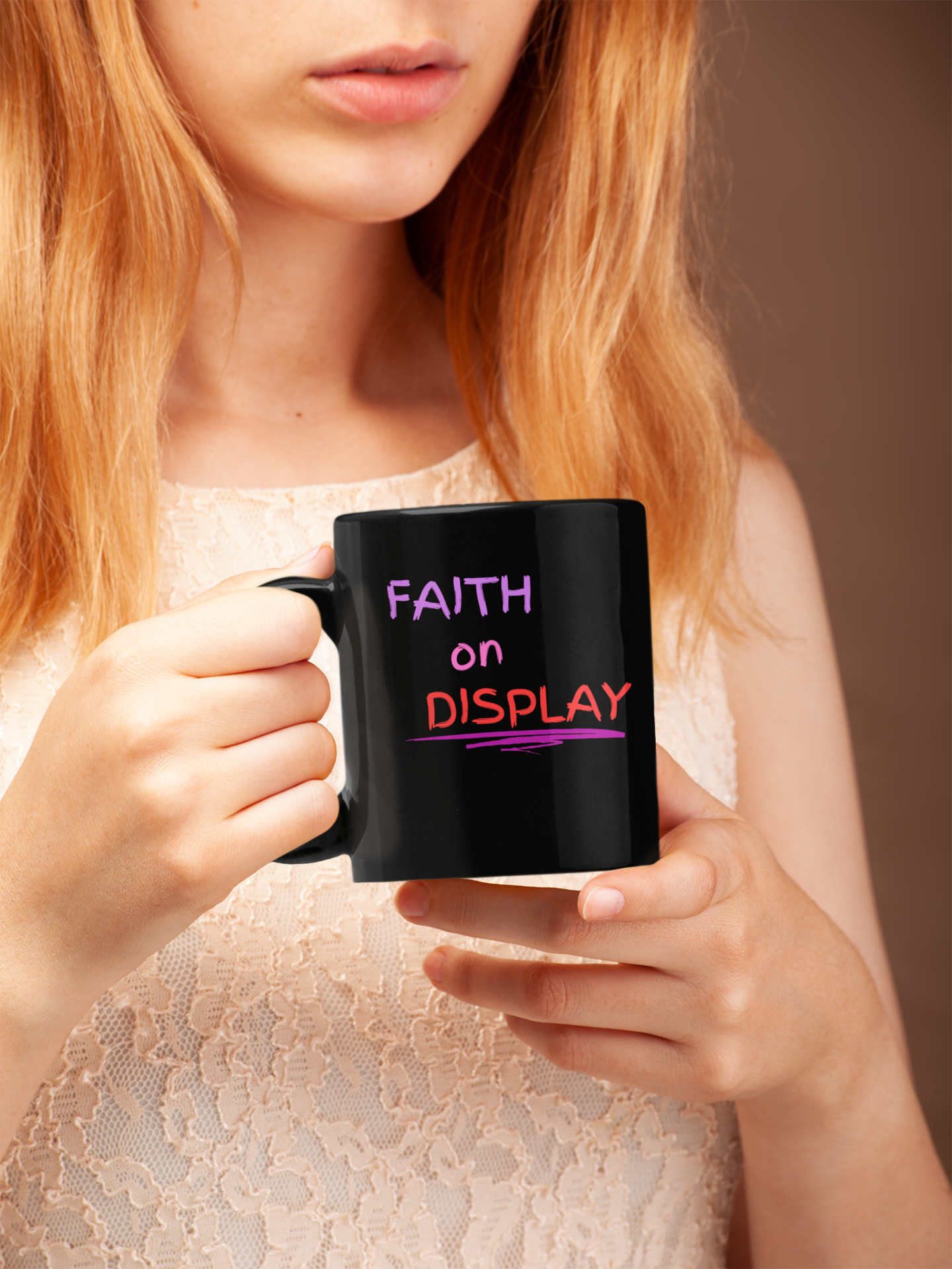 faith on Display Logo 11oz Black Mug, Kitchen and home, Seasonal picks